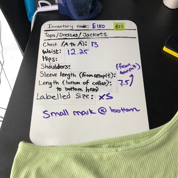 Garage Lime Green 1 Shoulder Tie Waist Ribbed Crop Top size XS - Picture 15 of 16